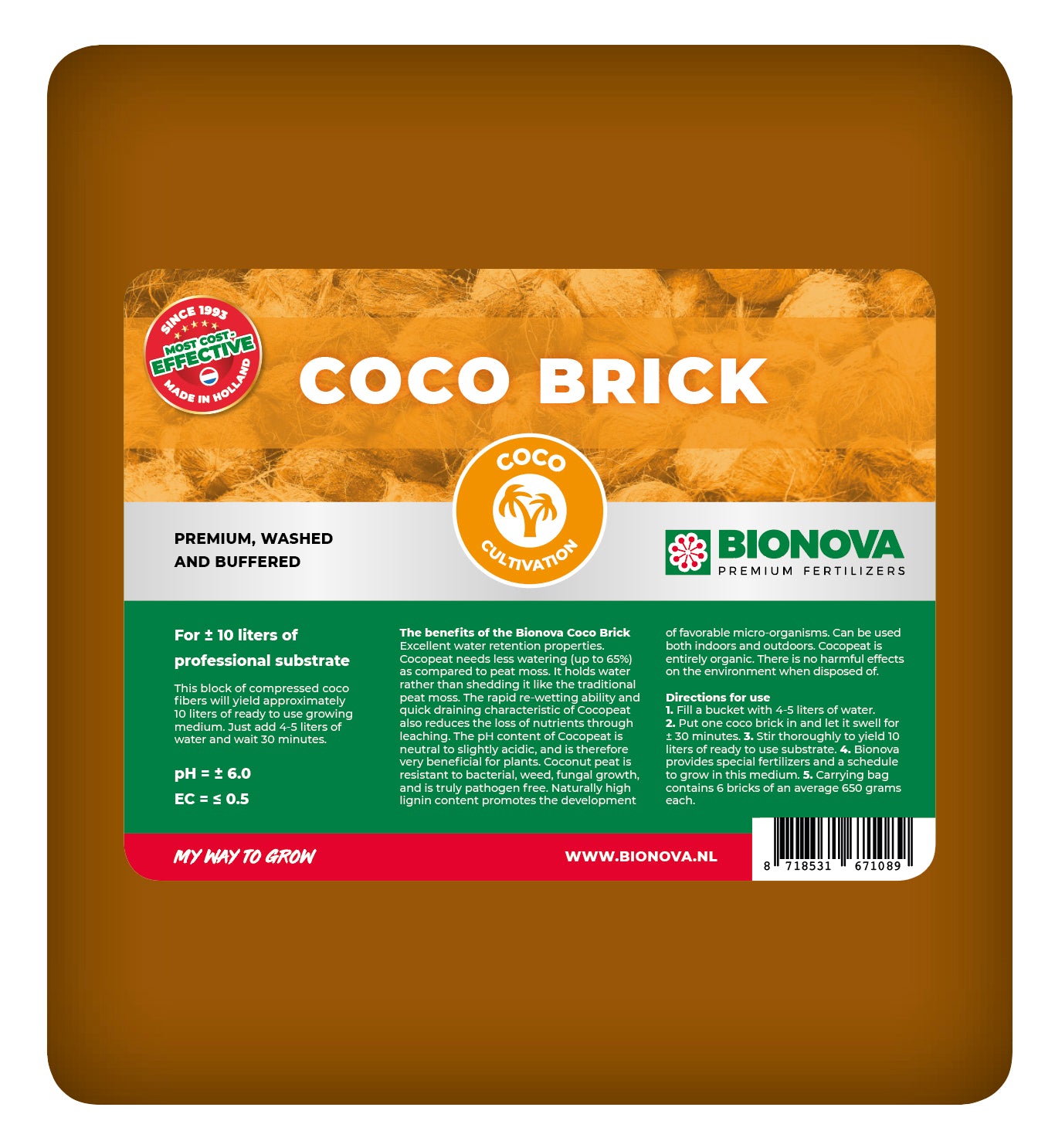 Bio Nova Cocosziegel 6 Stk.